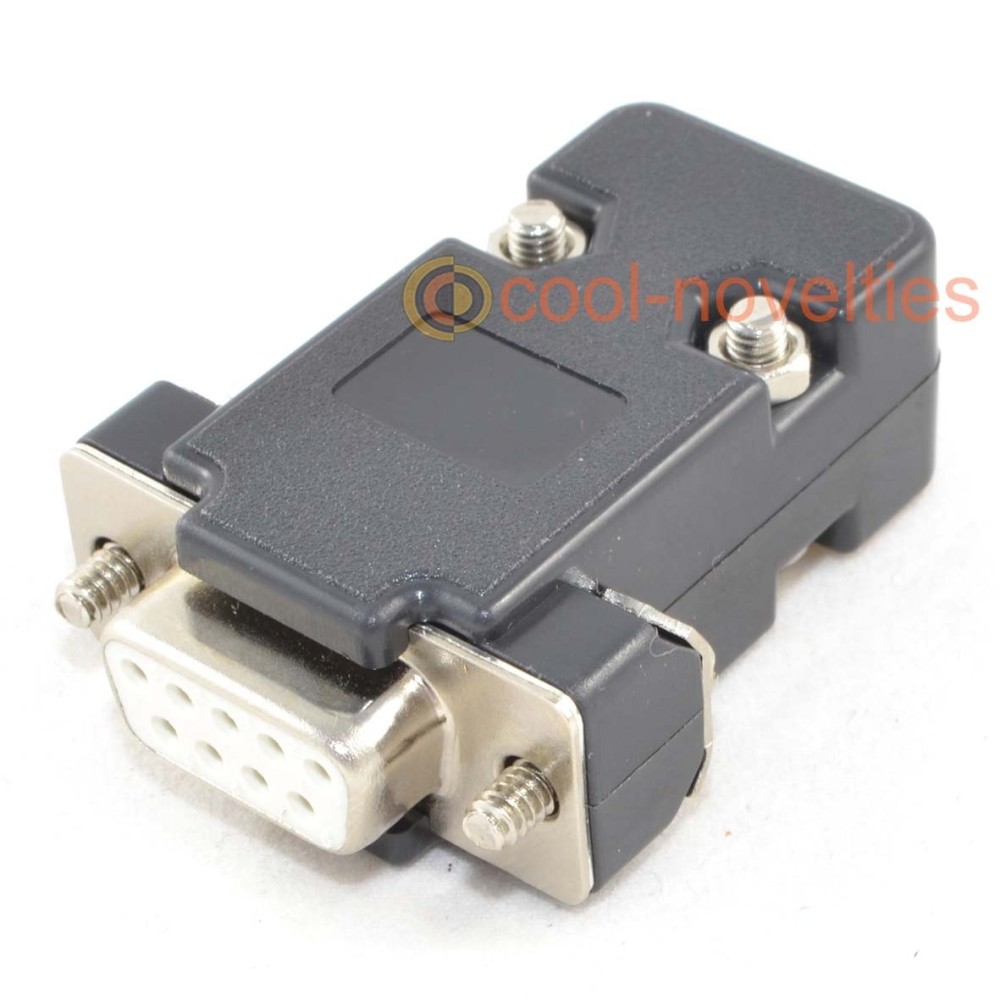 9 Way D-Sub Female Socket Connector & Black Hood