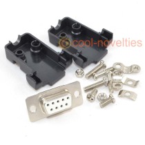 9 Way D-Sub Female Socket Connector & Black Hood