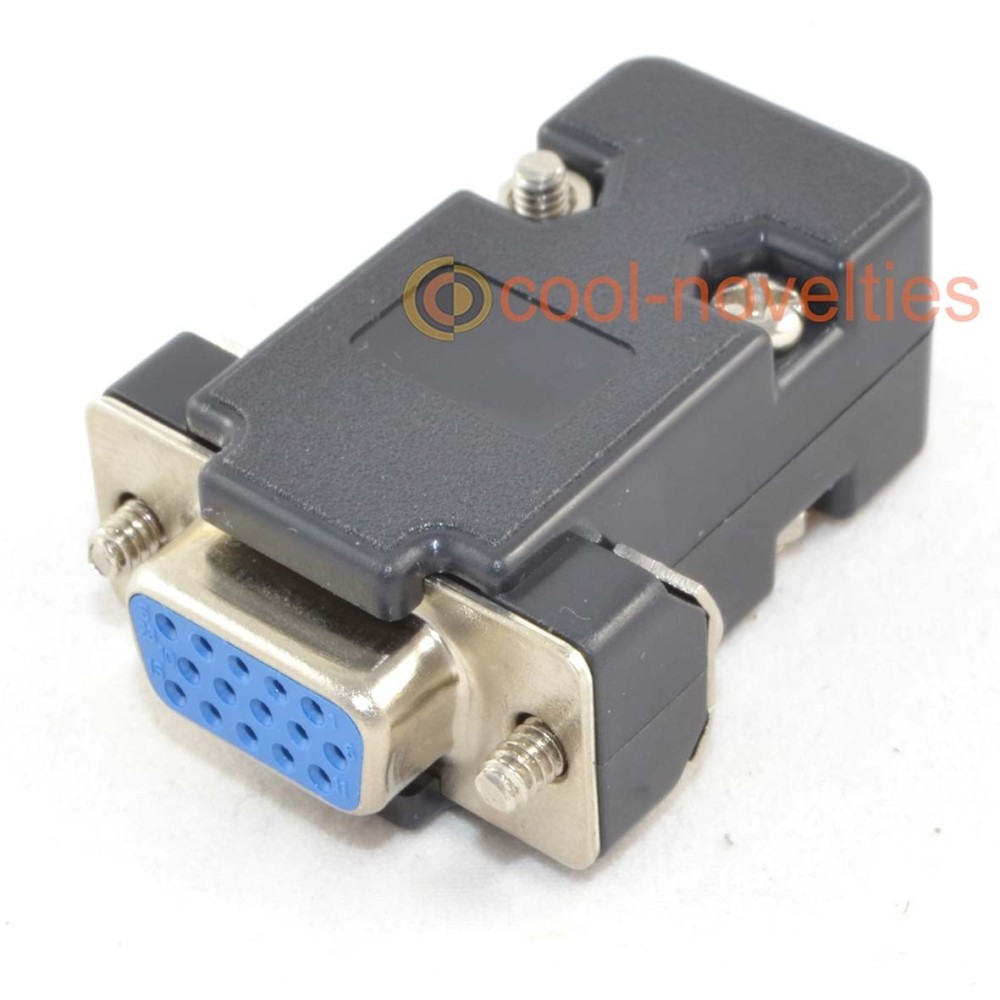 15 Way High-Density (HD) D-Sub Female Socket Connector & Black Hood