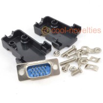 15 Way High-Density (HD) D-Sub Male Plug Connector & Black Hood
