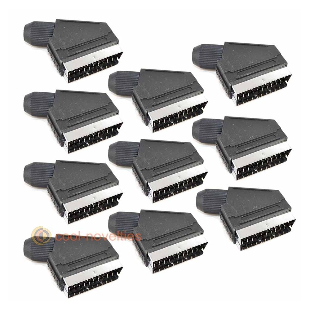 21 pin Scart Peritel Plug Connector - Pack of 10