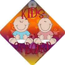 Kids on Board for Boy & Girl Novelty Car Window Sign