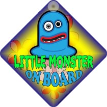 Little Monster on Board with Googly Eyes Novelty Car Window Sign