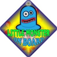 Little Monster on Board with Googly Eyes Novelty Car Window Sign