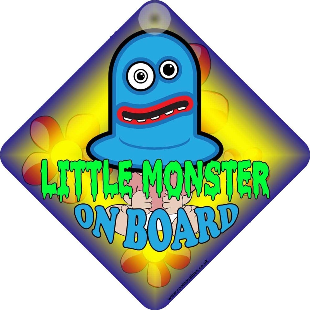 Little Monster on Board with Googly Eyes Novelty Car Window Sign